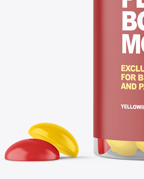 Plastic Bottle with Gummies Mockup