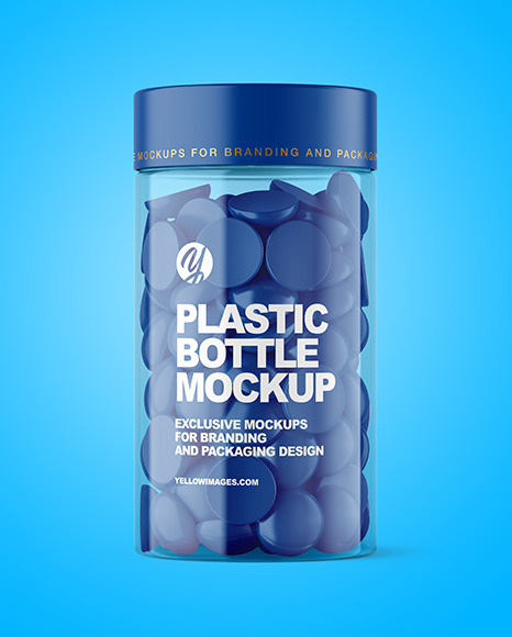 Plastic Bottle with Gummies Mockup