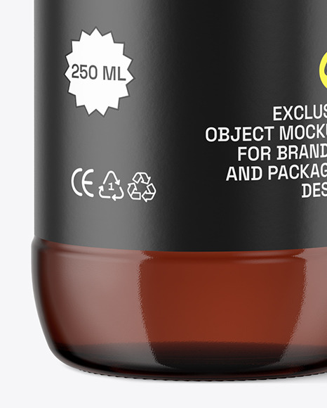 250ml Amber Glass Bottle Mockup