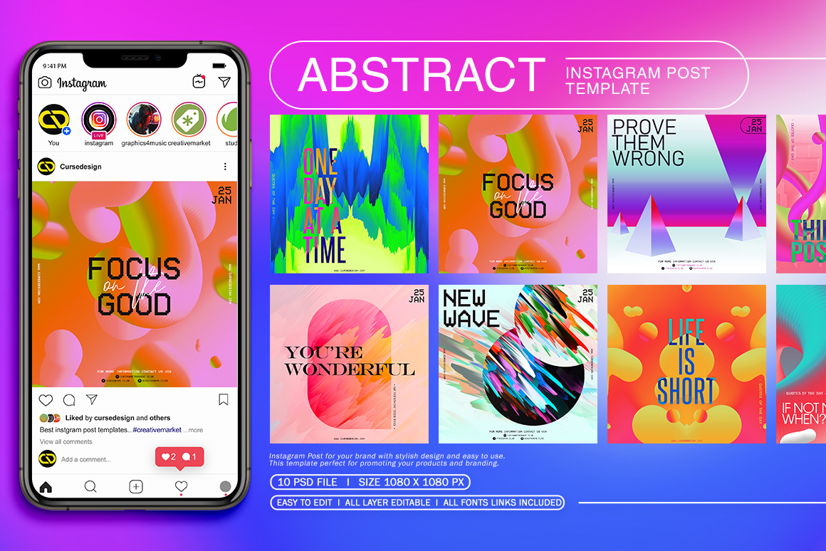 10 Abstract Instagram Posts Template