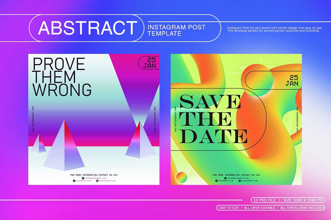 10 Abstract Instagram Posts Template