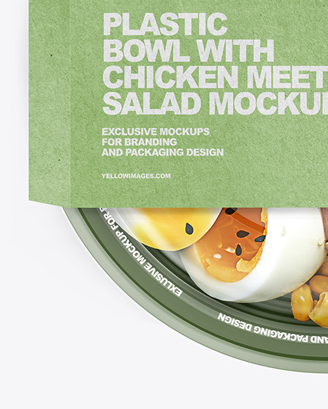 Plastic Bowl with Chicken Meet Salad Mockup