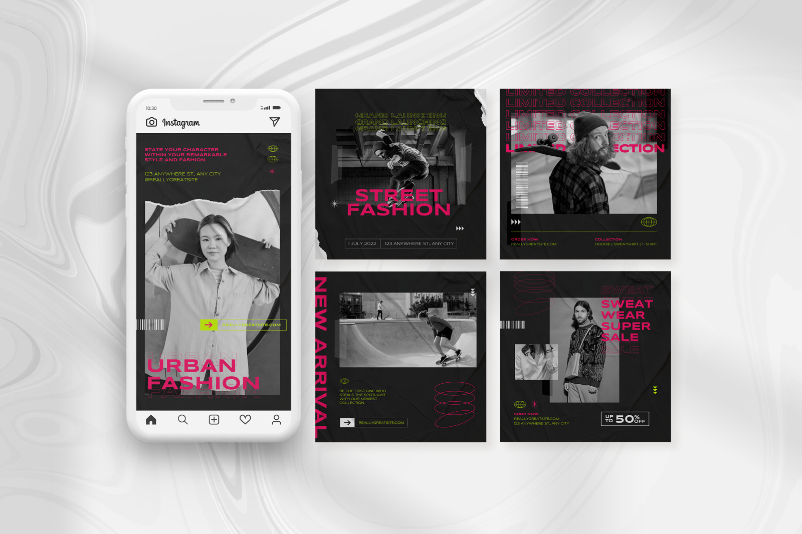 Black Urban Street Fashion Instagram Template