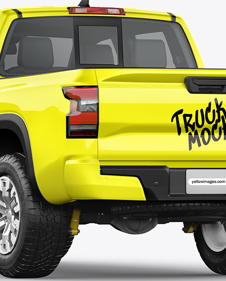 Pickup Truck Mockup - Back Half Side View