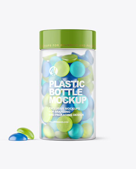 Frosted Plastic Bottle with Gummies Mockup - Plastic+bottle+jelly