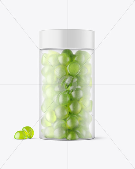 Frosted Plastic Bottle with Gummies Mockup