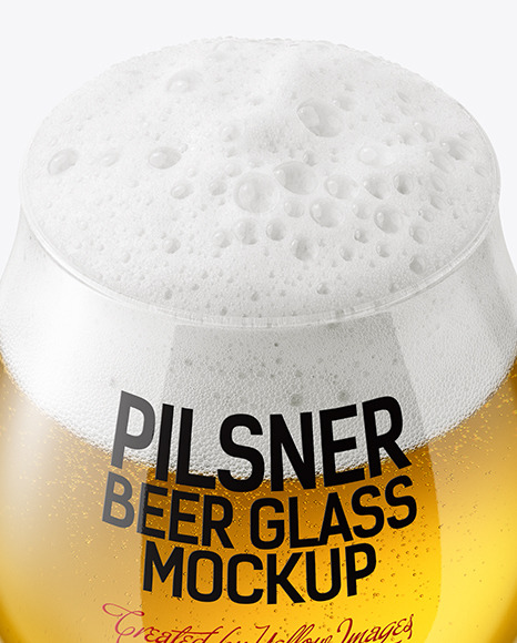 Tulip Glass With Pilsner Beer on a Coaster Mockup