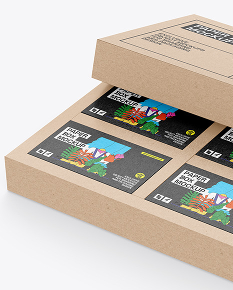 Kraft Box With Tea Boxes Mockup