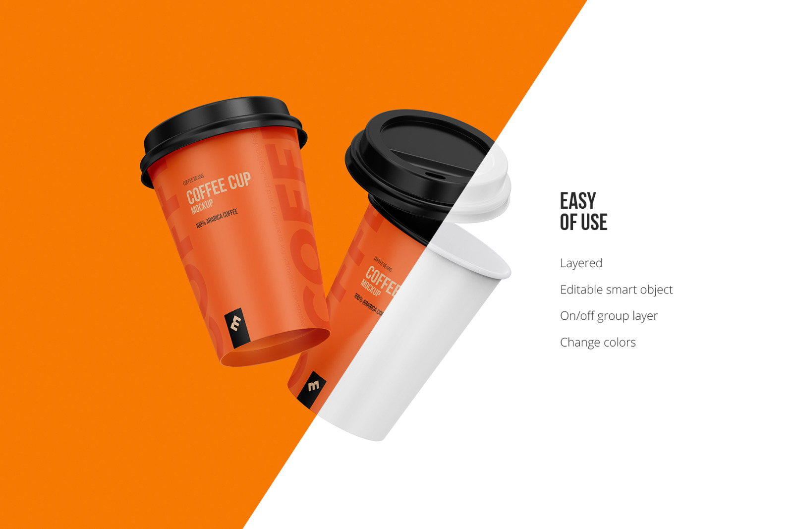 Two flying Coffee, Tea Cups mockup