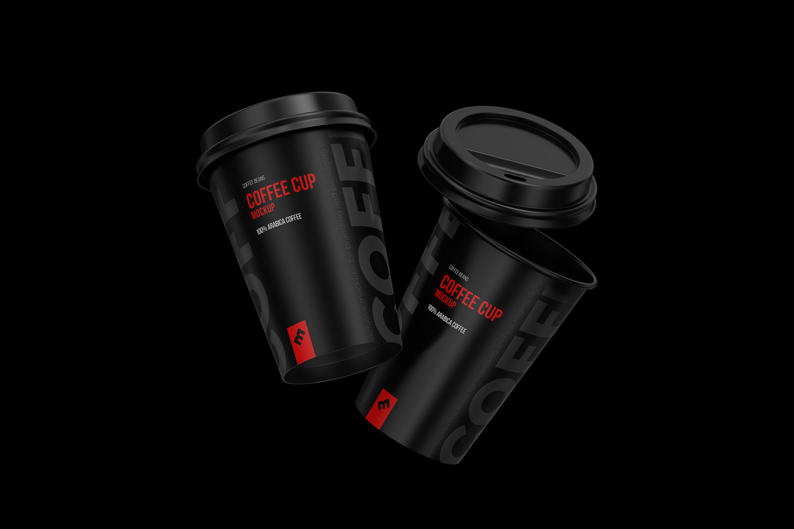 Two flying Coffee, Tea Cups mockup