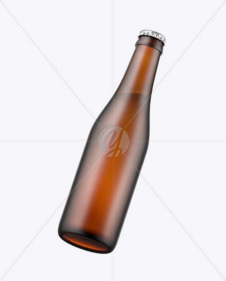 Frosted Amber Beer Bottle Mockup