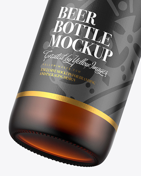 Frosted Amber Beer Bottle Mockup