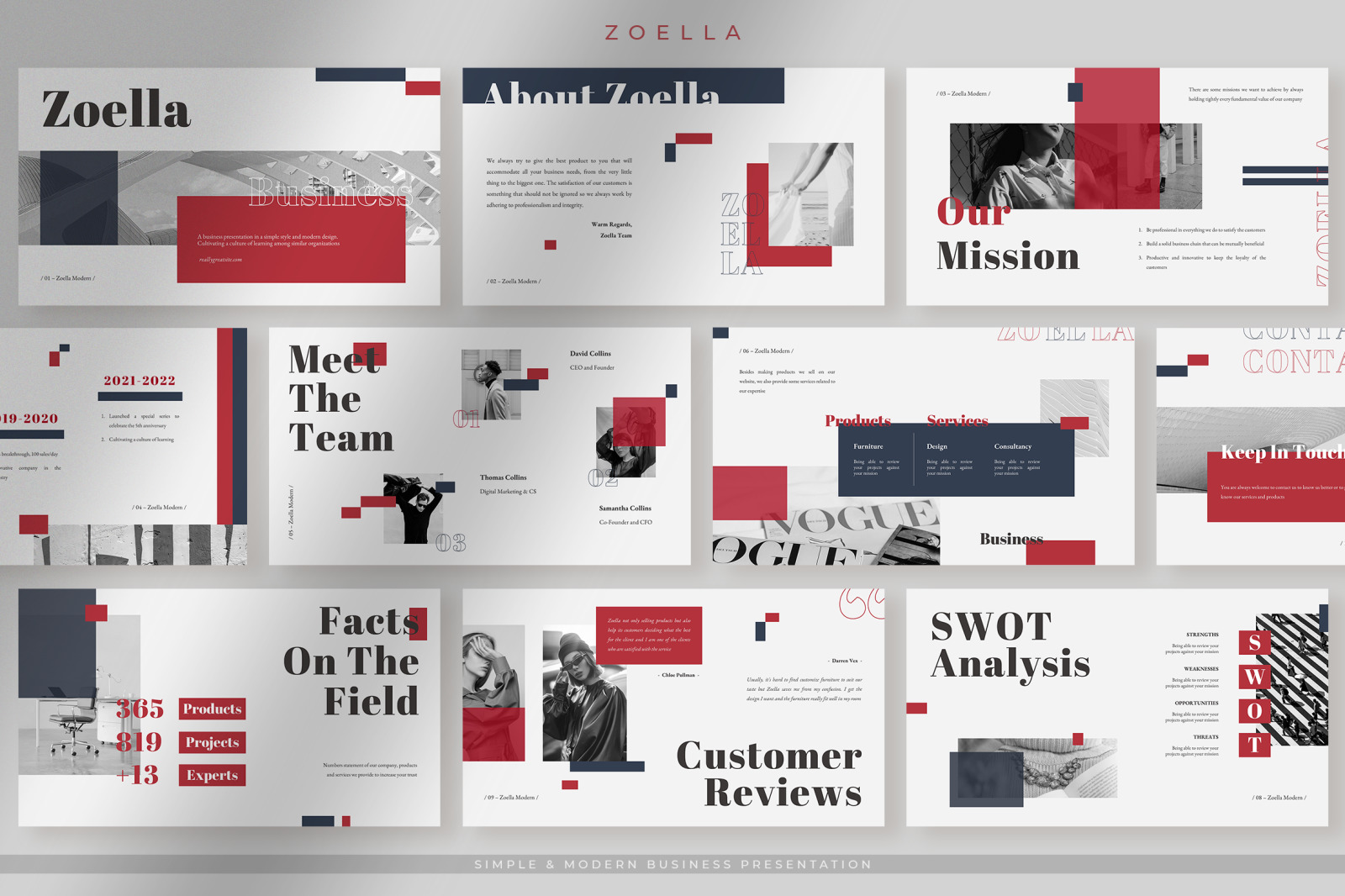 Zoella - Red Scarf Simple &amp; Modern Business Presentation