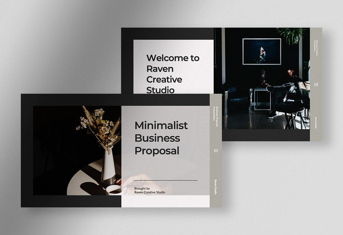 Raven – Stone Grey Minimalist Business Proposal Presentation Raven – Stone Grey Minimalist Business Proposal Presentation