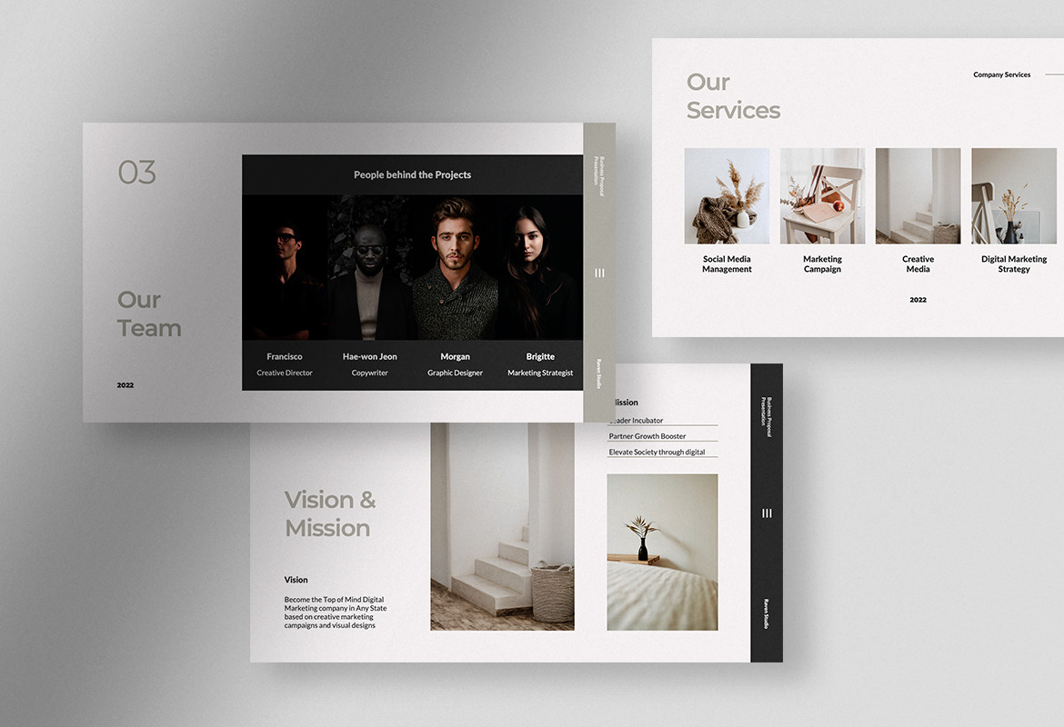 Raven – Stone Grey Minimalist Business Proposal Presentation