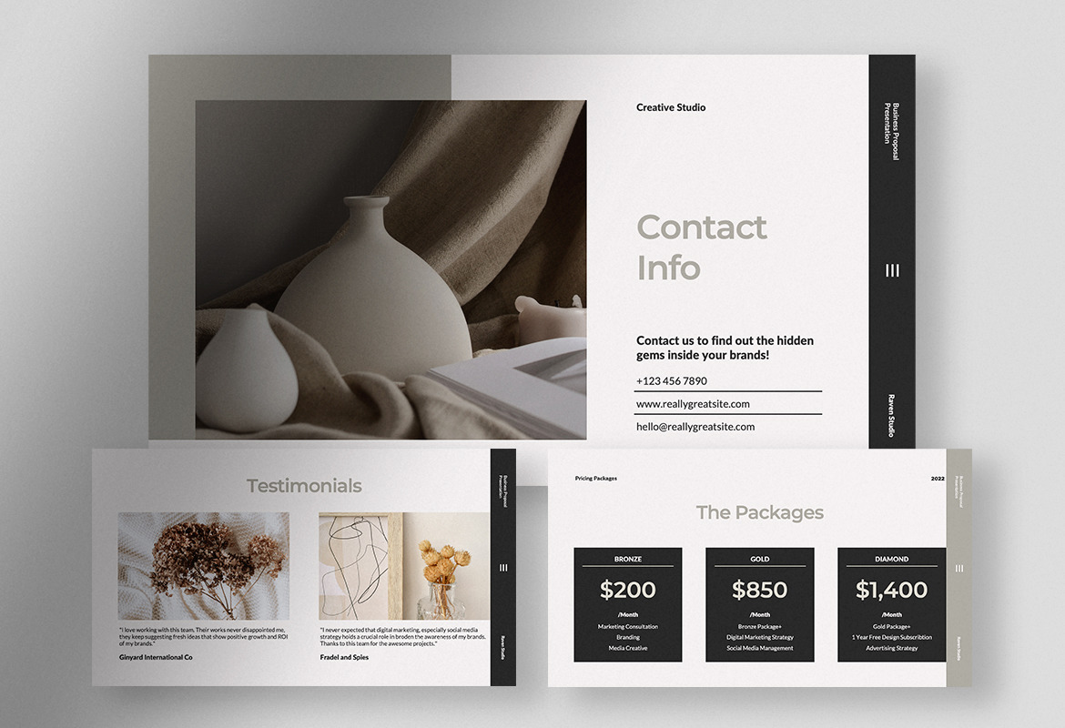 Raven – Stone Grey Minimalist Business Proposal Presentation