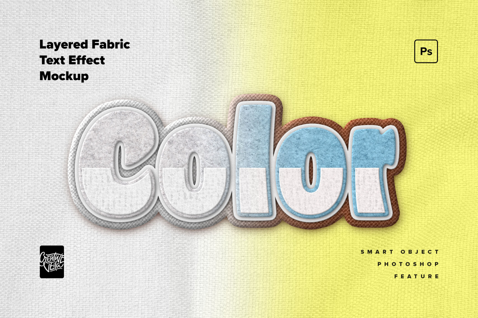 Layered Fabric Text Effect Mockup