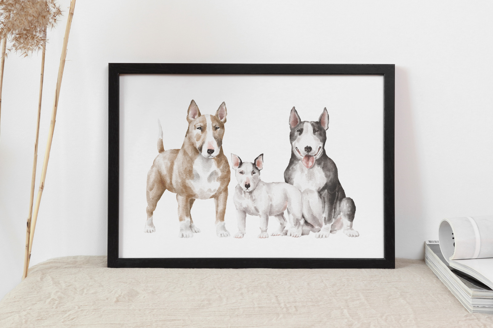 Bullterrier dogs and puppies clipart