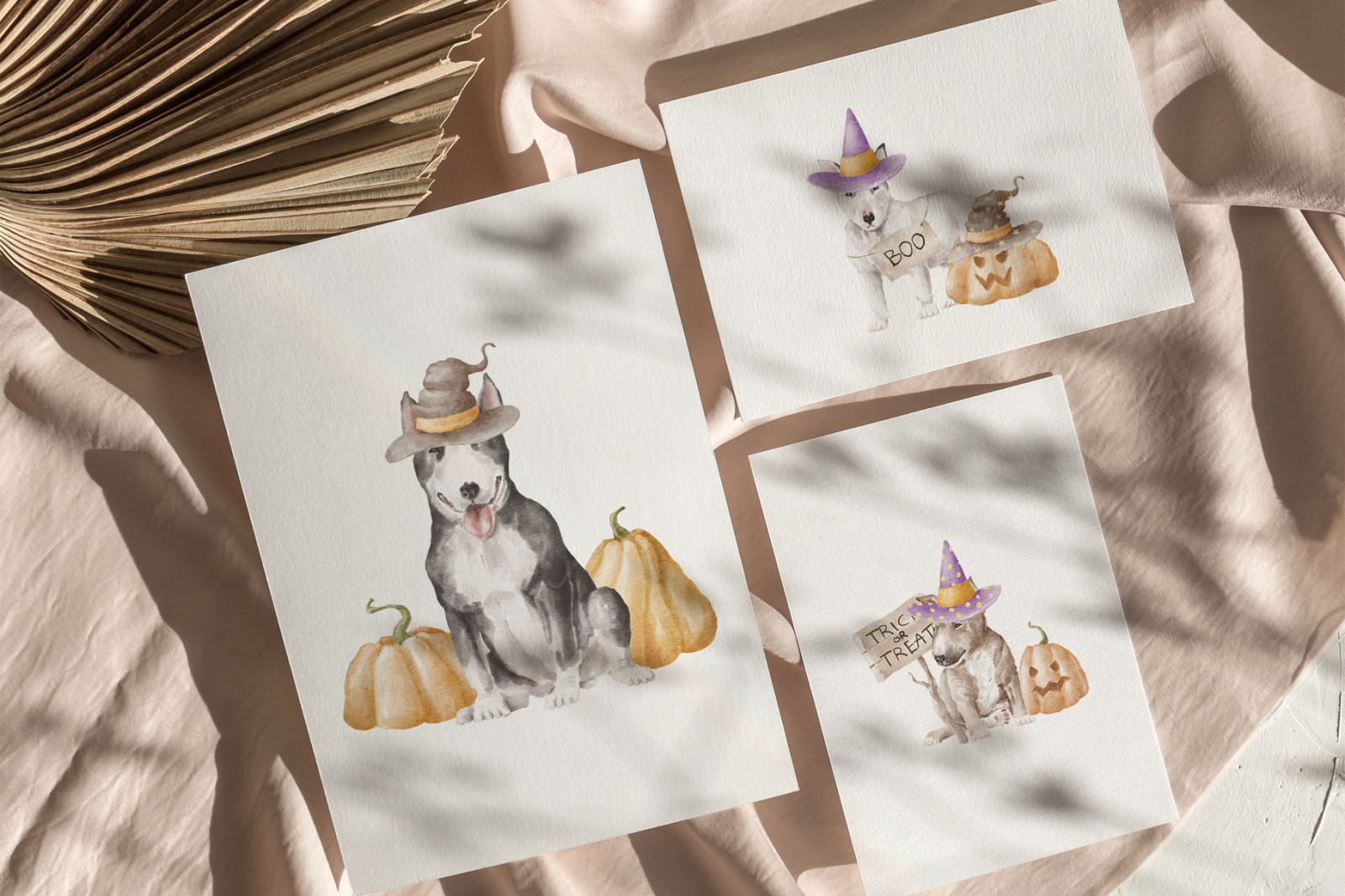 Bullterrier dogs and puppies clipart