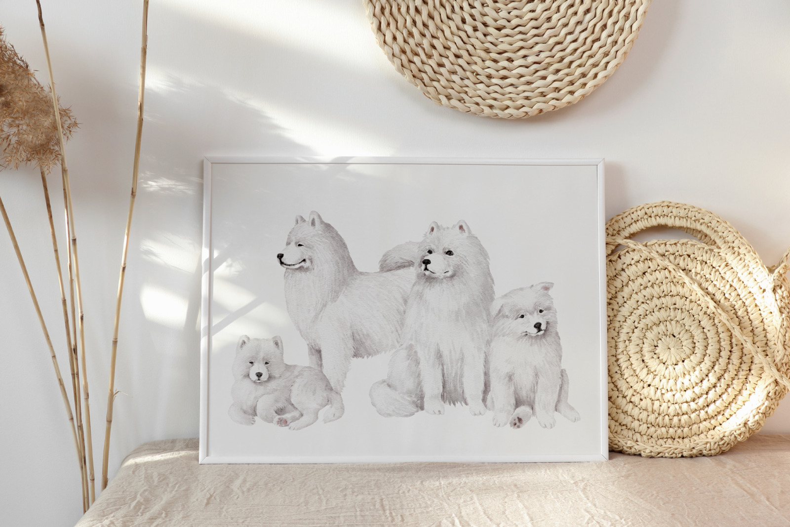 Samoyed dogs and puppies clipart