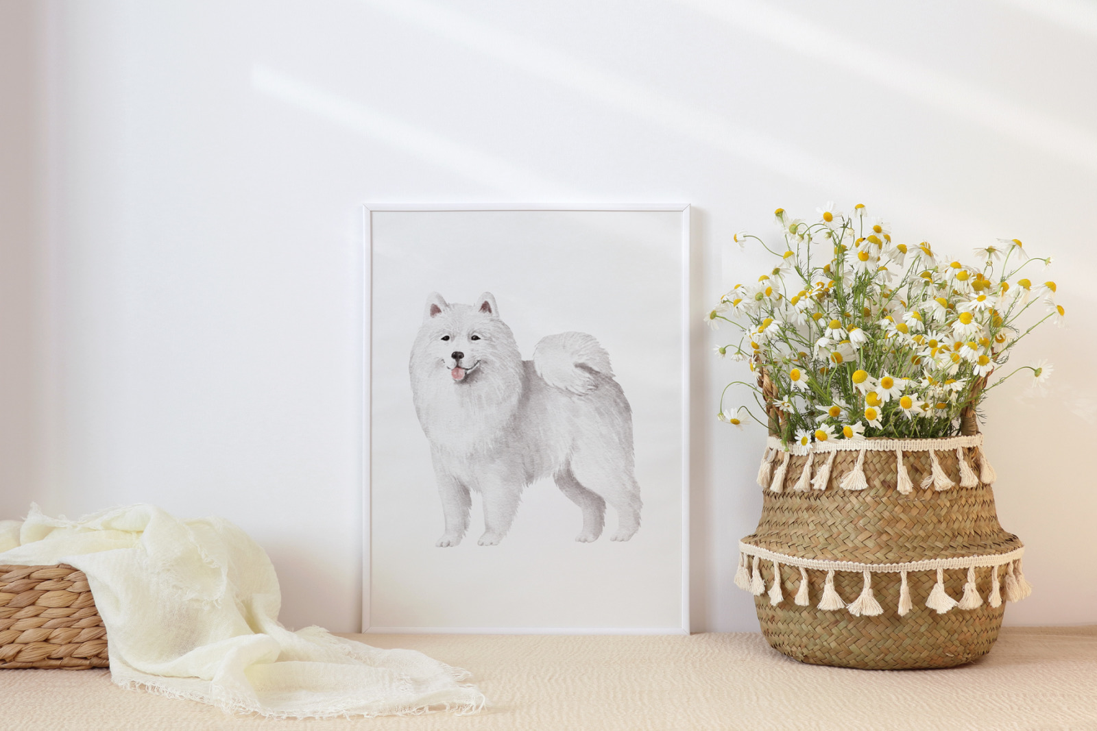 Samoyed dogs and puppies clipart