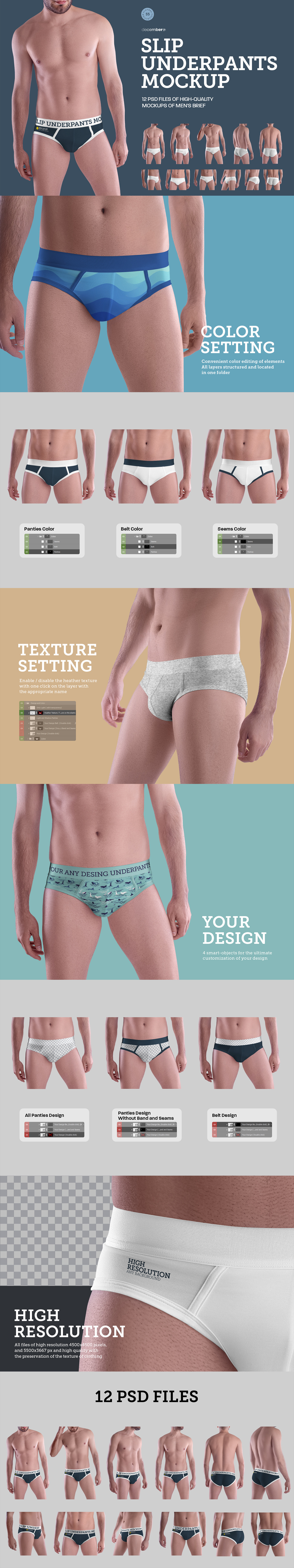 12 Mockups Men's Slip Underpants 12 Mockups Men's Slip Underpants