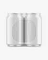 4 Glossy Cans Pack in Shrink Wrap Mockup