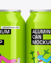 4 Glossy Cans Pack in Shrink Wrap Mockup