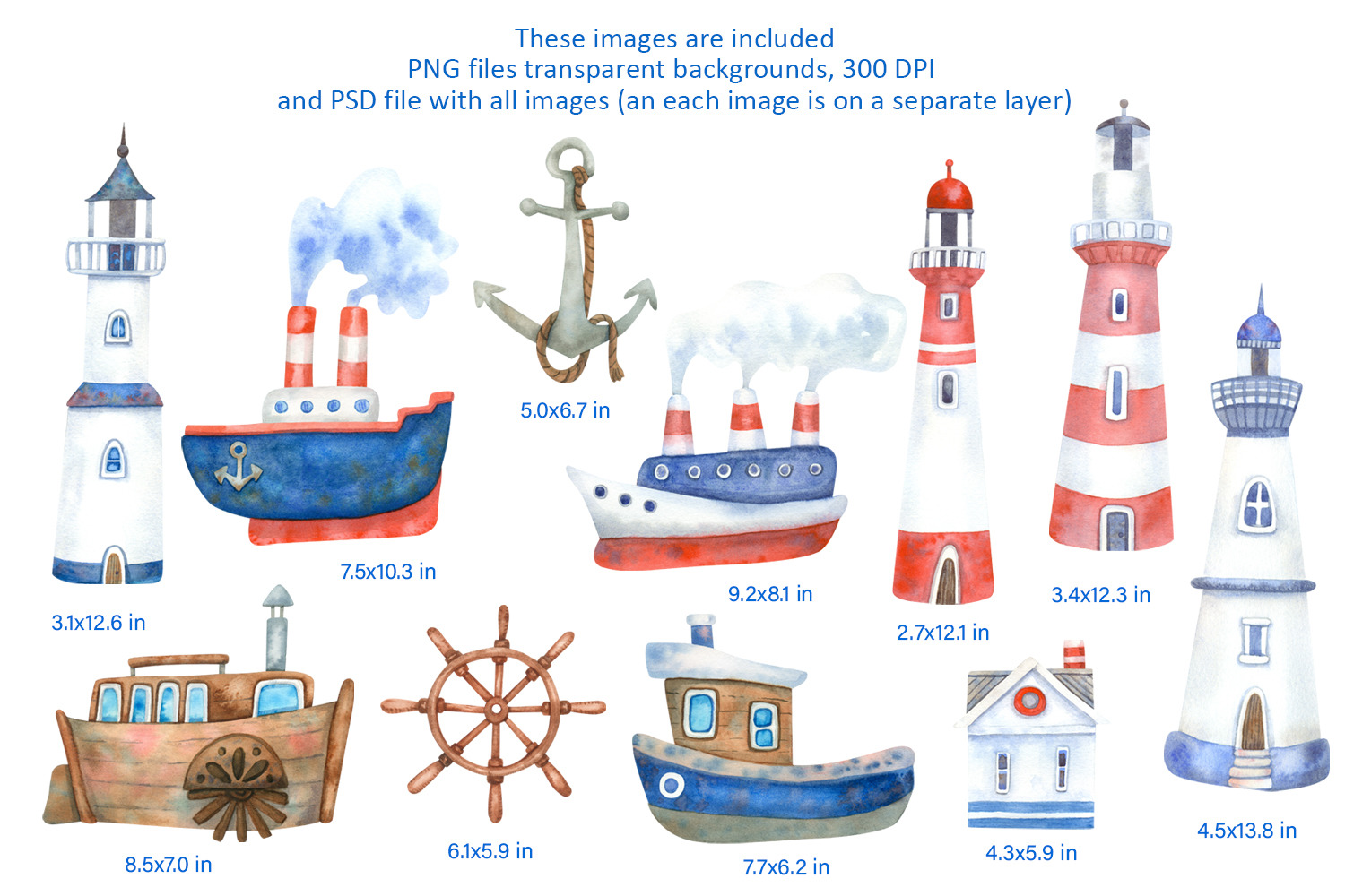 Nautical Mile Watercolor Collection Nautical Mile Watercolor Collection