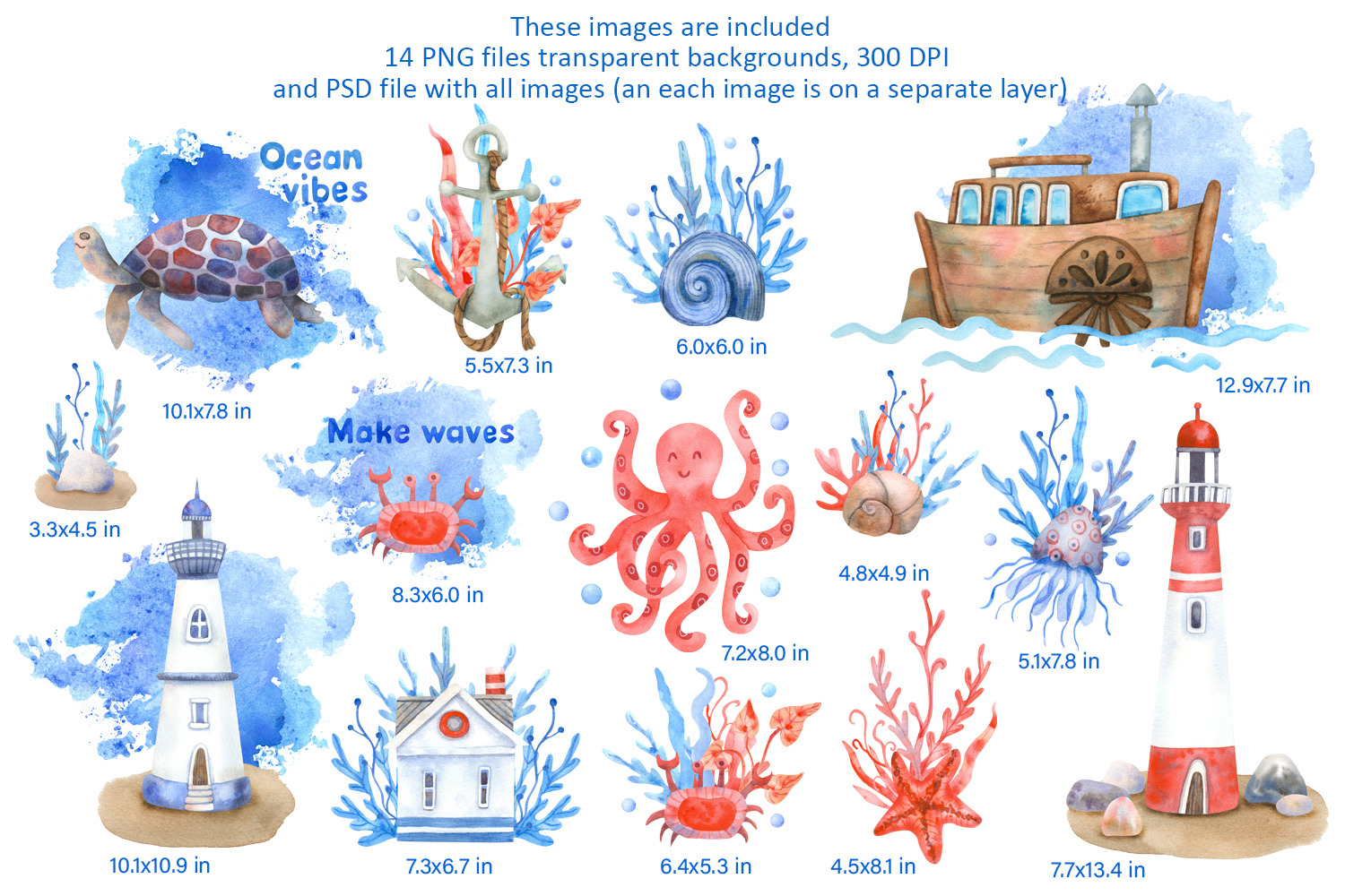 Nautical Mile Watercolor Collection Nautical Mile Watercolor Collection