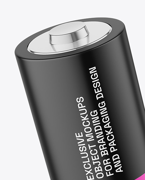 Two Matte AA Batteries Mockup