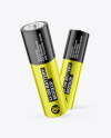 Two Metallic AA Batteries Mockup