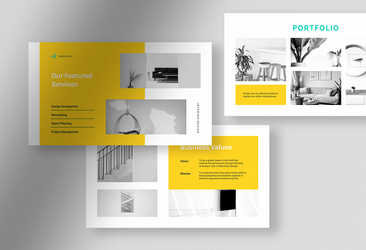 Brisko – White and Yellow Clean Business Profile Presentation