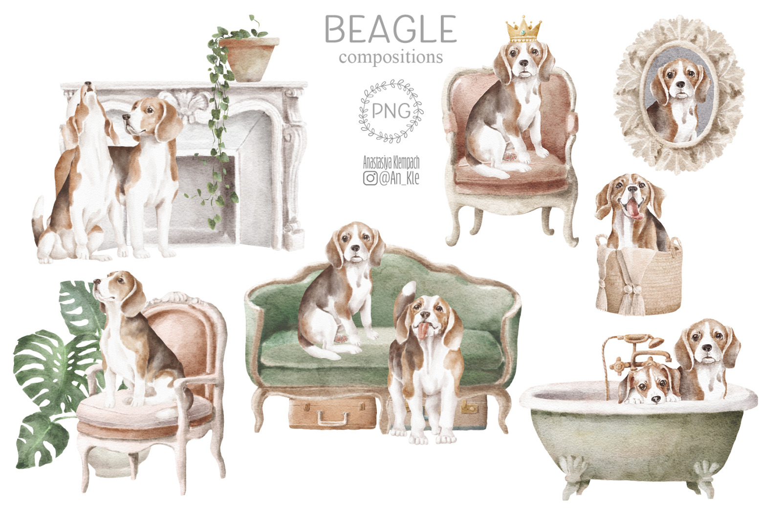 Beagle dog clipart png