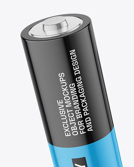 Two Glossy AAA Batteries Mockup