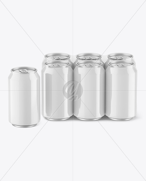 Glossy Drink Cans Set Mockup