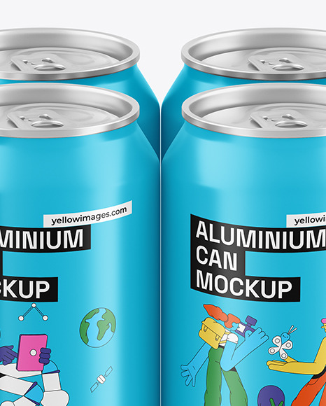 Matte Drink Cans Set Mockup