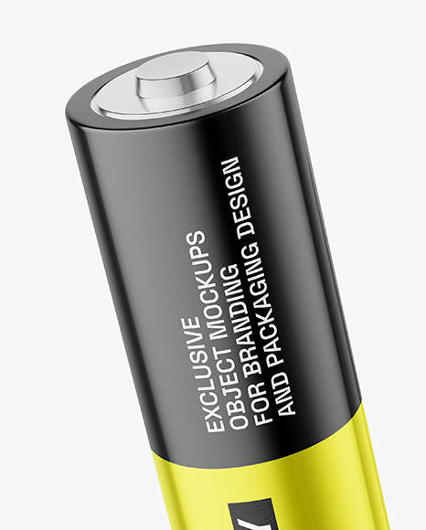 Two Metallic AAA Batteries Mockup