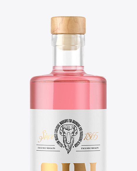 500ml Clear Glass Gin Bottle Mockup