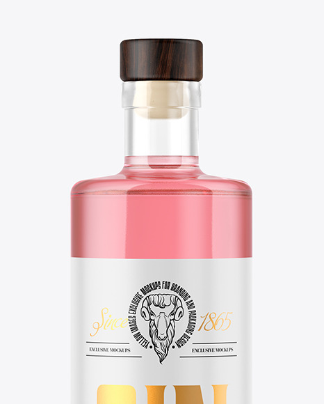 500ml Clear Glass Gin Bottle Mockup 500ml Clear Glass Gin Bottle Mockup