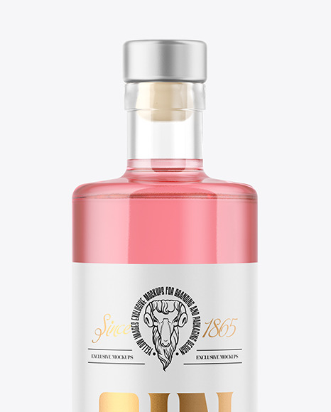 500ml Clear Glass Gin Bottle Mockup 500ml Clear Glass Gin Bottle Mockup