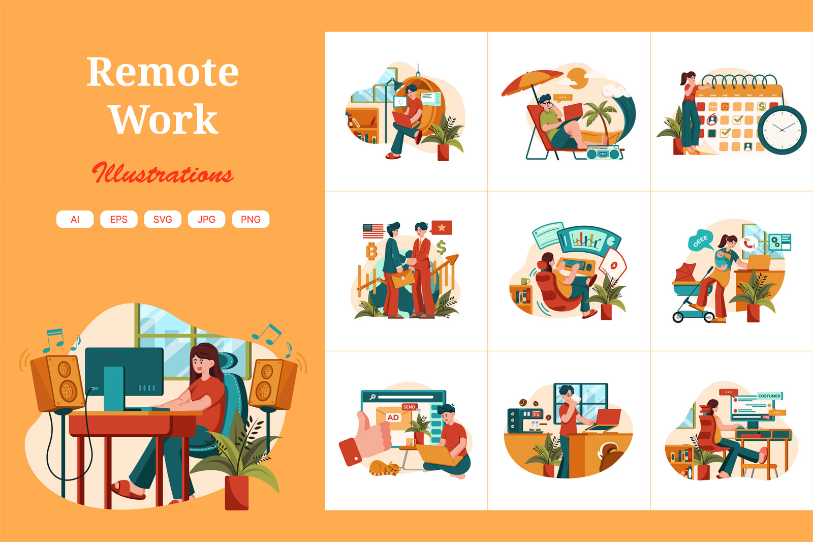 M557_Remote Work Illustration Pack M557_Remote Work Illustration Pack