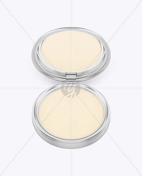 Opened Metallic Compact Powder Mockup