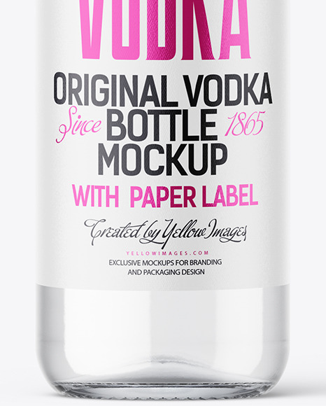 Clear Glass Vodka Bottle Mockup