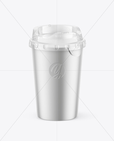 Metallic Cup with Transparent Cap Mockup