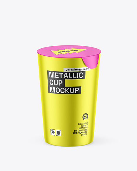 Metallic Cup with Transparent Cap Mockup