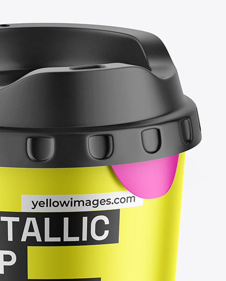 Metallic Cup with Transparent Cap Mockup