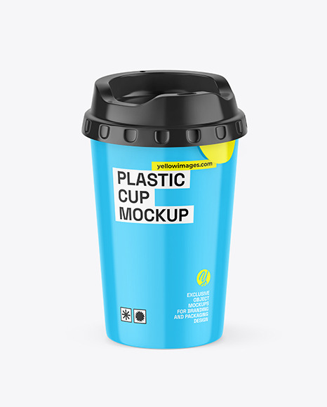 Glossy Cup with Transparent Cap Mockup