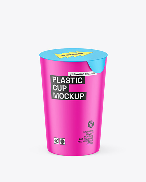 Matte Cup with Transparent Cap Mockup