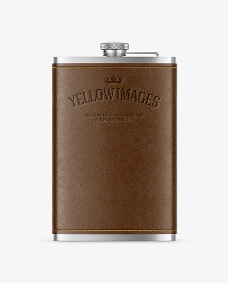 Flask In Leather Sleeve Mockup